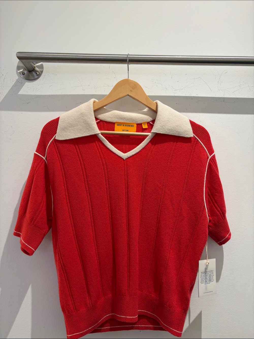 Guest In Residence Pele Knit Polo - Scarlet/Cream